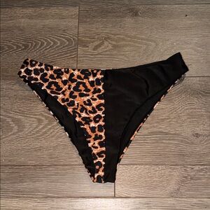 Black and Leopard Print Reversible Bikini Bottoms